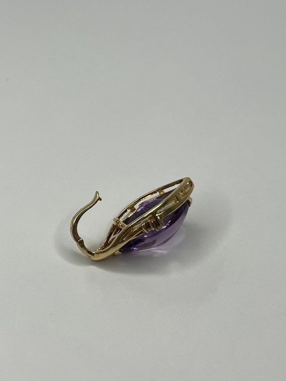 Vintage 14K Yellow Gold Marquise Shape Amethyst D… - image 4