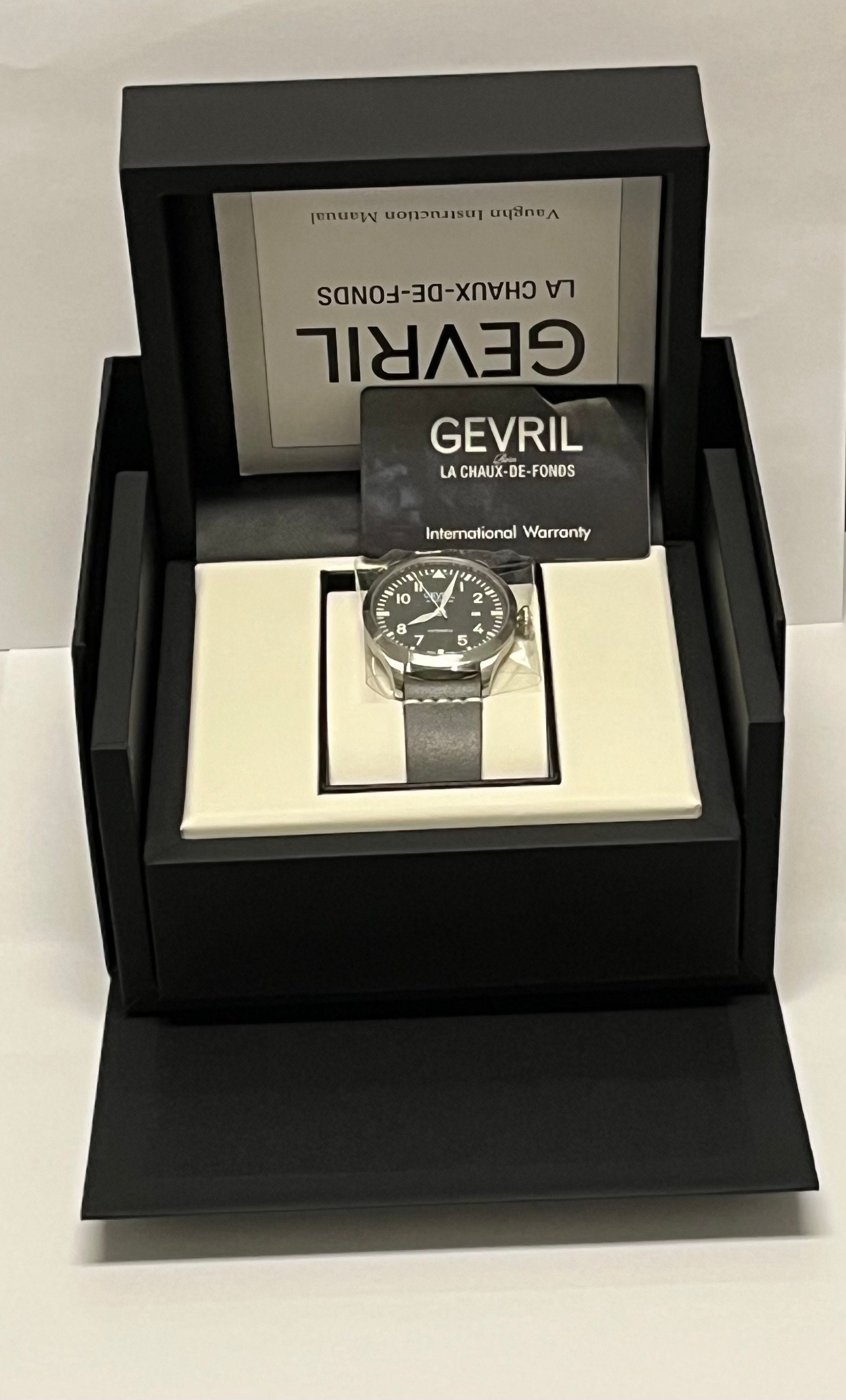 Gevil Gevril Men's Vaughn Swiss Automatic Italian Gray Leather Strap Watch ...