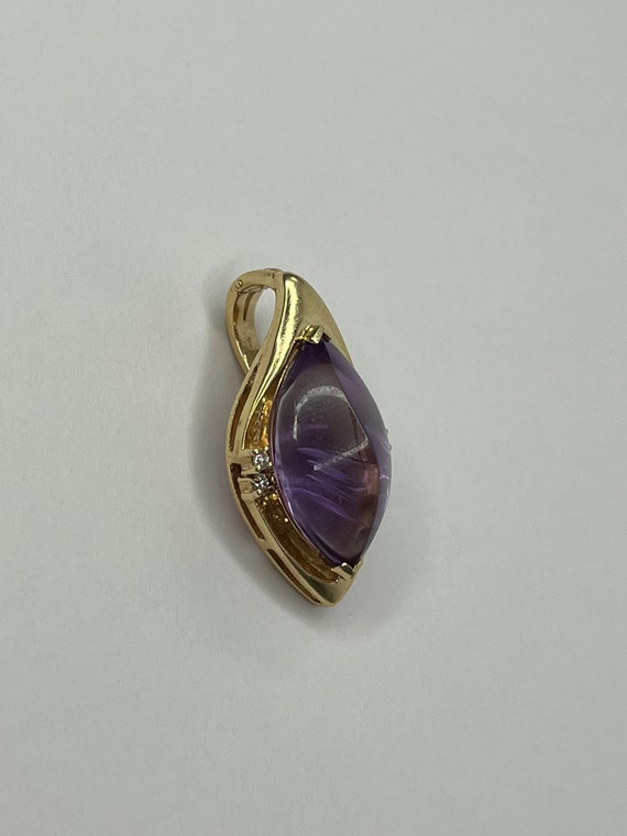 Vintage 14K Yellow Gold Marquise Shape Amethyst D… - image 3