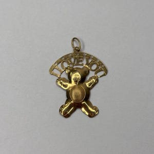 Pendentif vintage ours en peluche I Love You en or jaune 14 carats