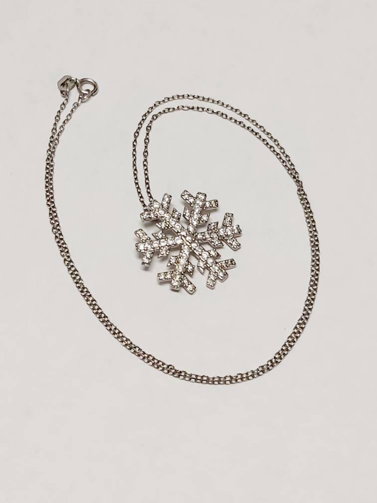 Collana con Pendente Fiocco di Neve Natalizio - Lega Zirconia Cubica