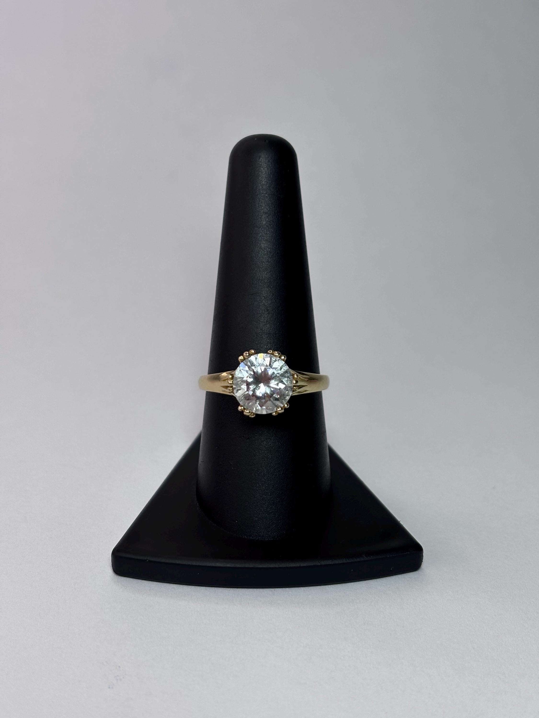 Diamonique 14K Yellow Gold Round Cut Cubic Zirconia Ring - Etsy