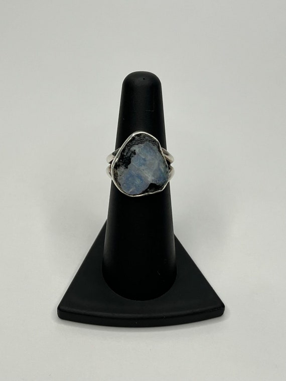 Antique Sterling Silver Rainbow Moonstone with Bl… - image 2