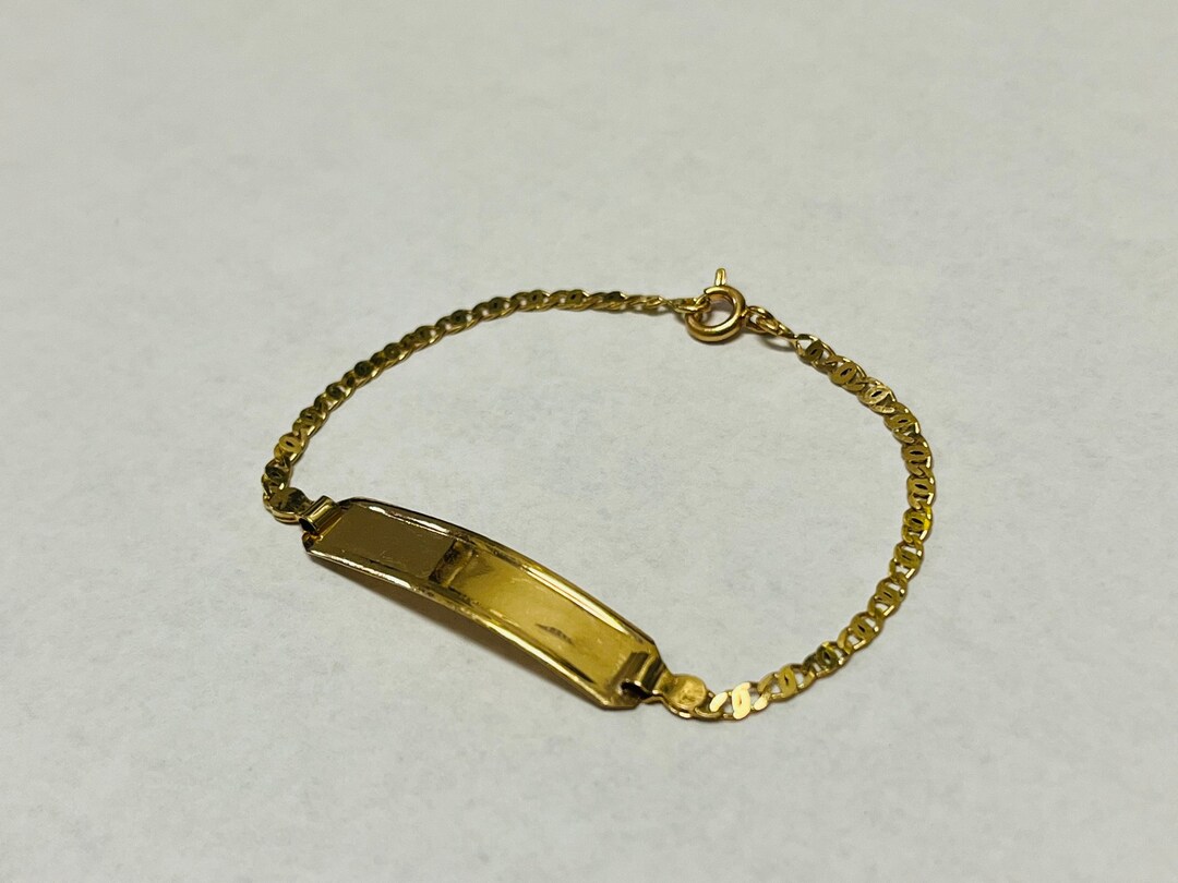 Vintage 18K Yellow Gold Baby Name ID Link Bracelet Etsy