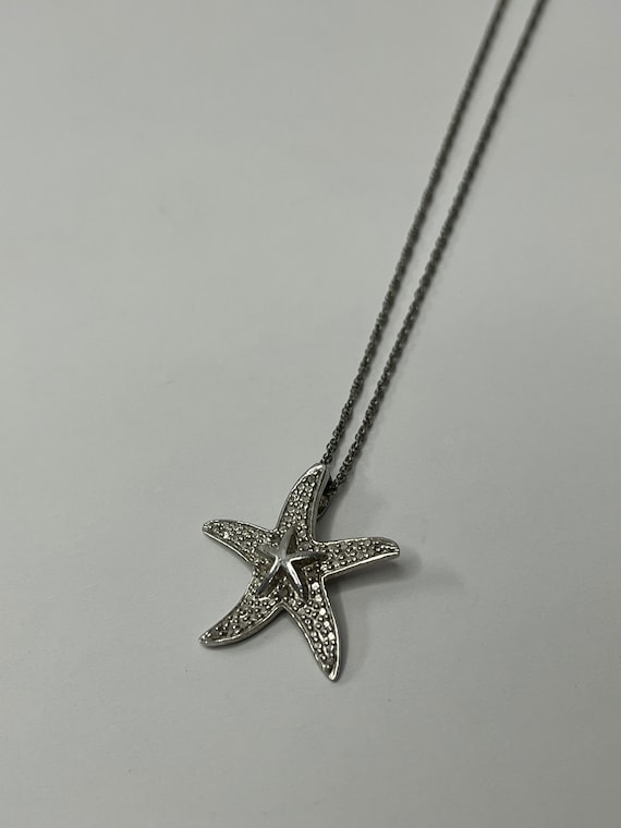 Sterling Silver Diamond Accent Starfish Pendant Ne