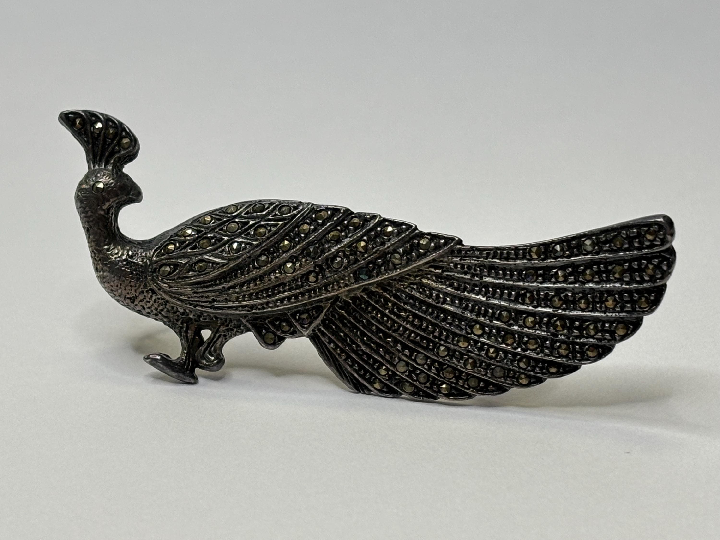 BROCHE ANCIENNE - argent massif et marcassites EUR 34,99 - PicClick FR