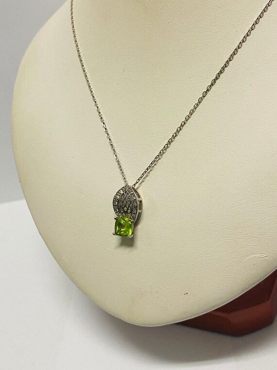 Sterling Silver Princess Cut Peridot and Cubic Zi… - image 3