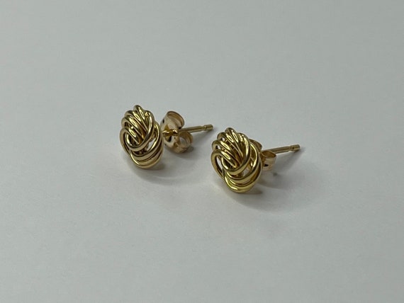 Vintage 14K Yellow Gold Love Knot Stud Earrings - image 5