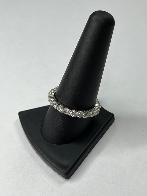 Sterling Silver Round Cut Cubic Zirconia Band - image 4