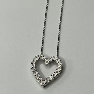 Sterling Silver Heart Diamond Accent Pendant Necklace