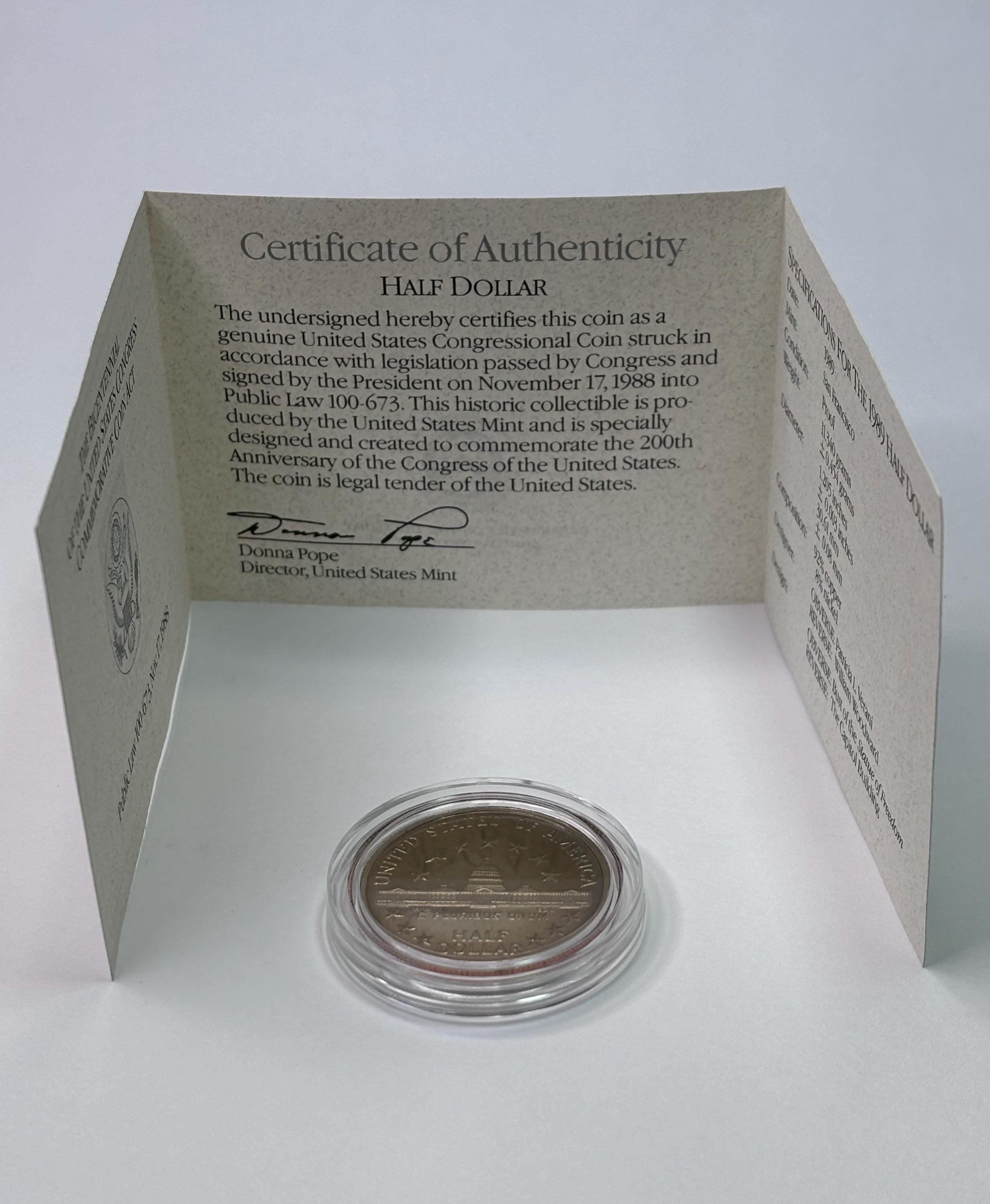 1989-S Proclaiming the Triumph of Democracy Half Dollar Coin W