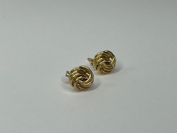 Vintage 14K Yellow Gold Love Knot Stud Earrings - image 3