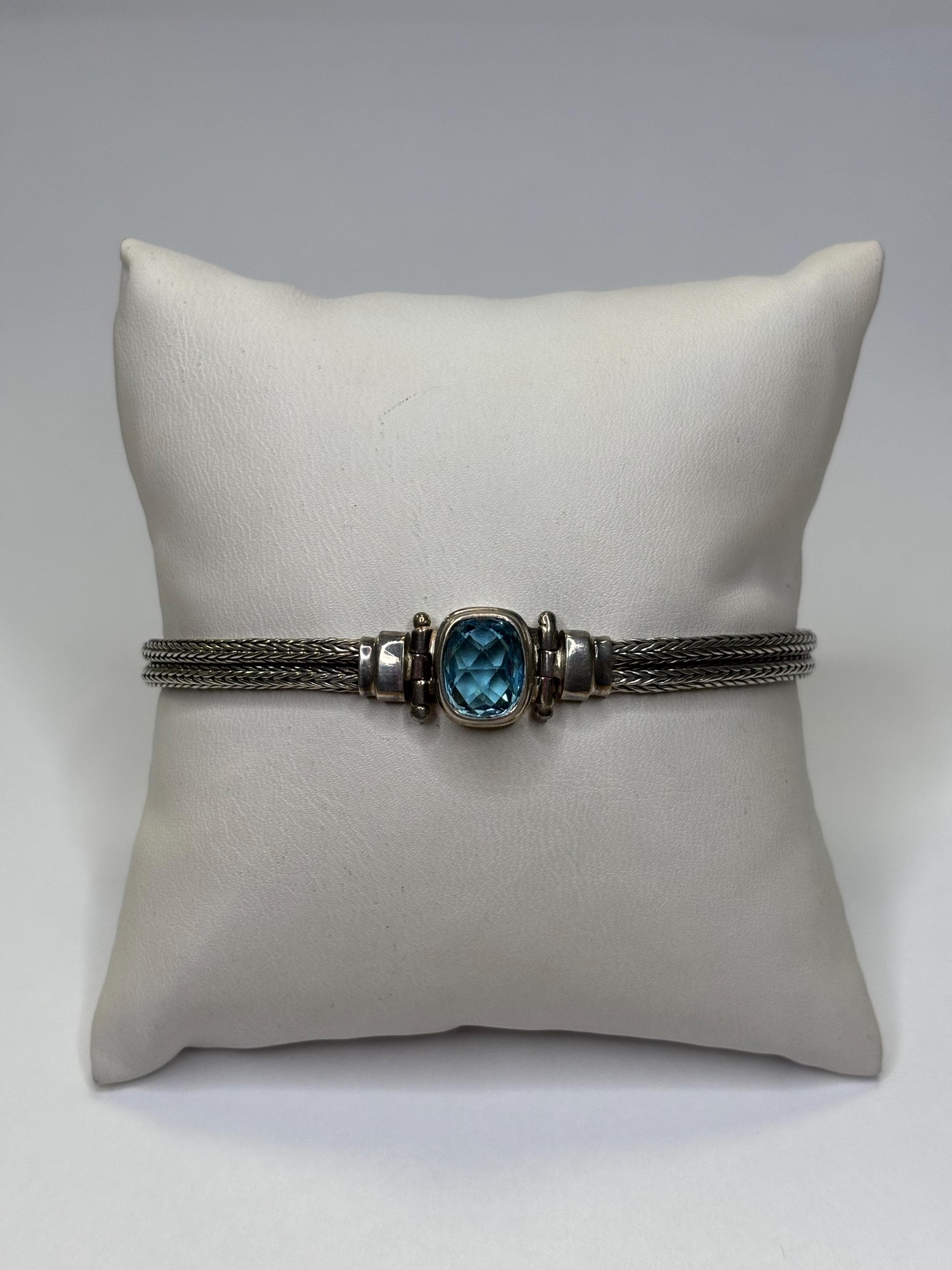 Vintage Sarda Sterling Silver Topaz Byzantine Style Toggle