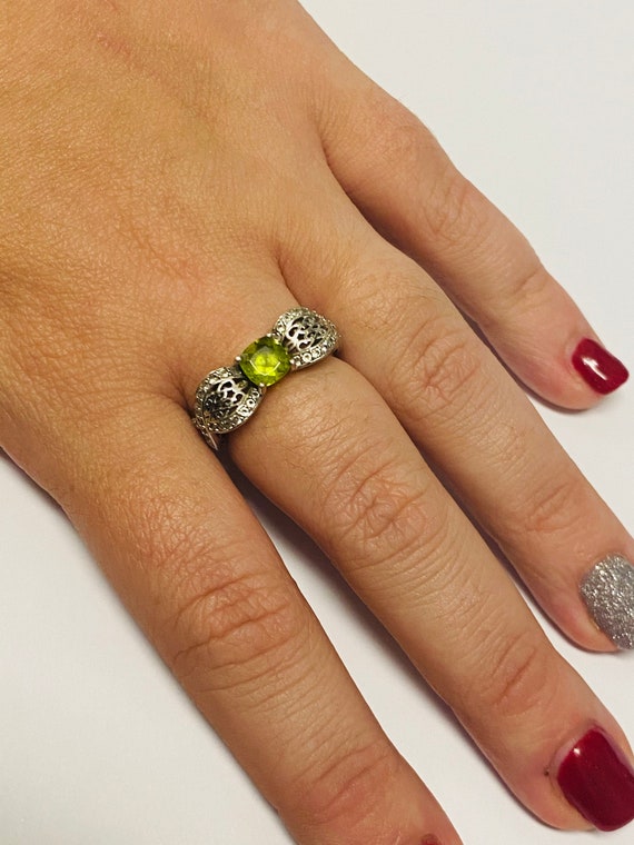 Sterling Silver Princess Cut Peridot and Cubic Zi… - image 4
