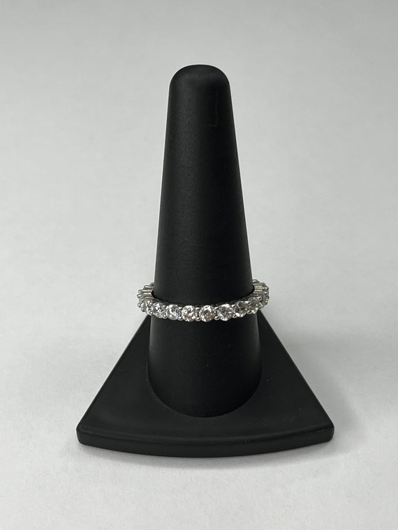 Sterling Silver Round Cut Cubic Zirconia Band - image 2