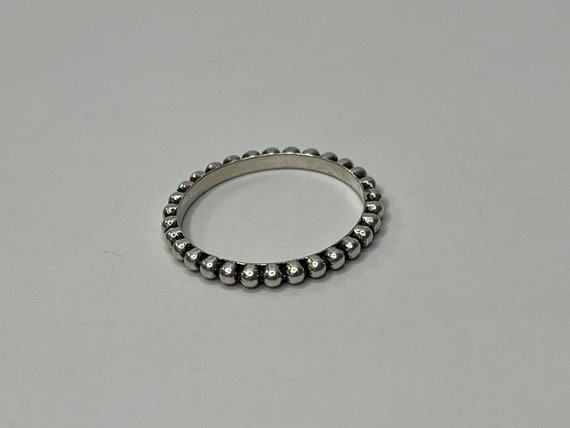 Vintage Sterling Silver Stackable Beaded Band Hal… - image 3