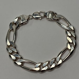 Vintage Solid Sterling Silver Figaro 8 Inch Link Bracelet