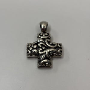 Vintage Sterling Silver Christianity Ornate Cut Design Cross Pendant