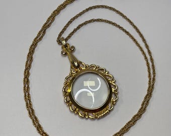 Signed Joan Rivers Magnifier Pendant Necklace, Gold Plated  display picture 1