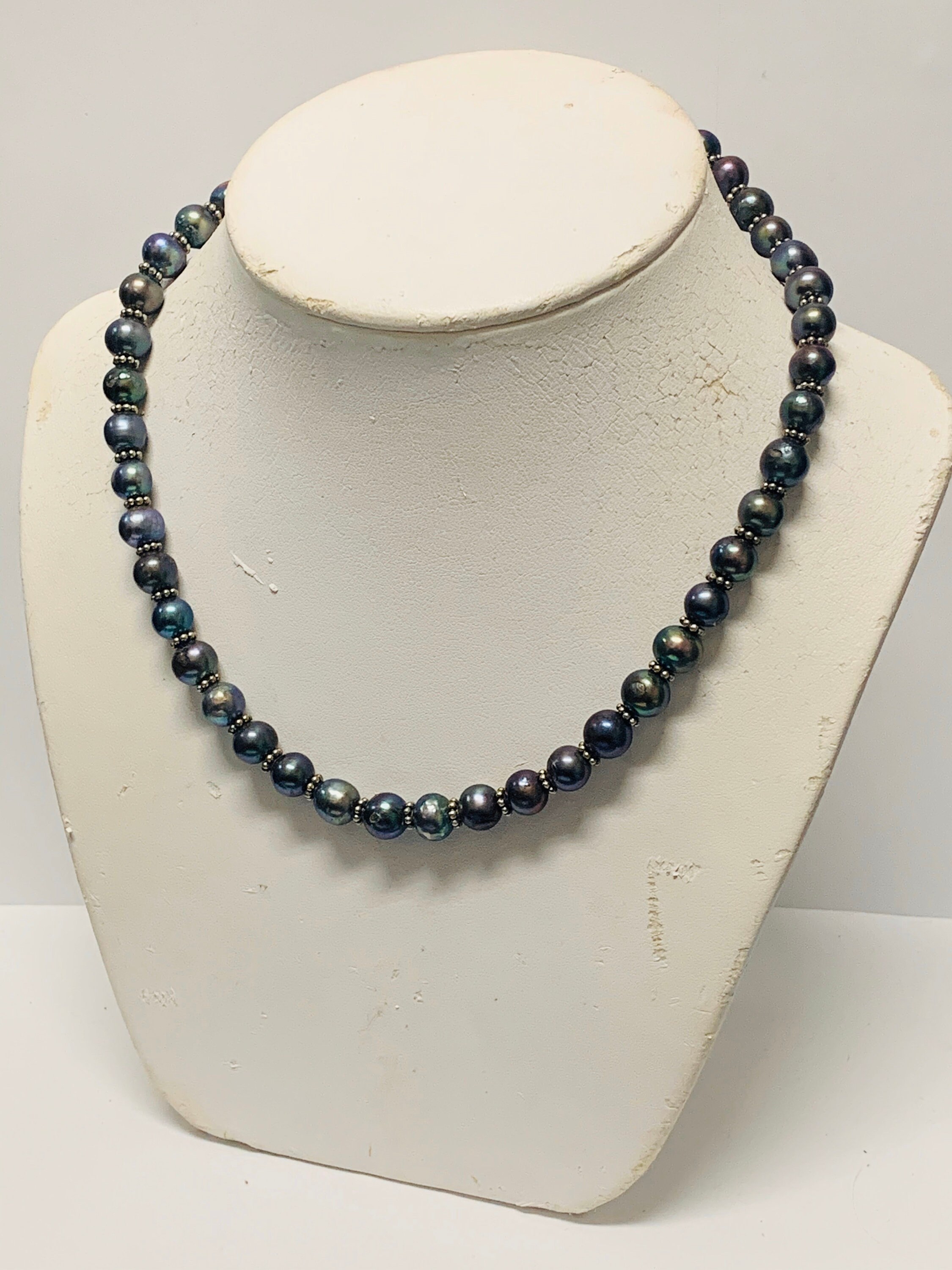 Hermoso collar único de perlas negras de plata esterlina jimmy Etsy Hermoso collar único de perlas negras de plata esterlina jimmy Etsy