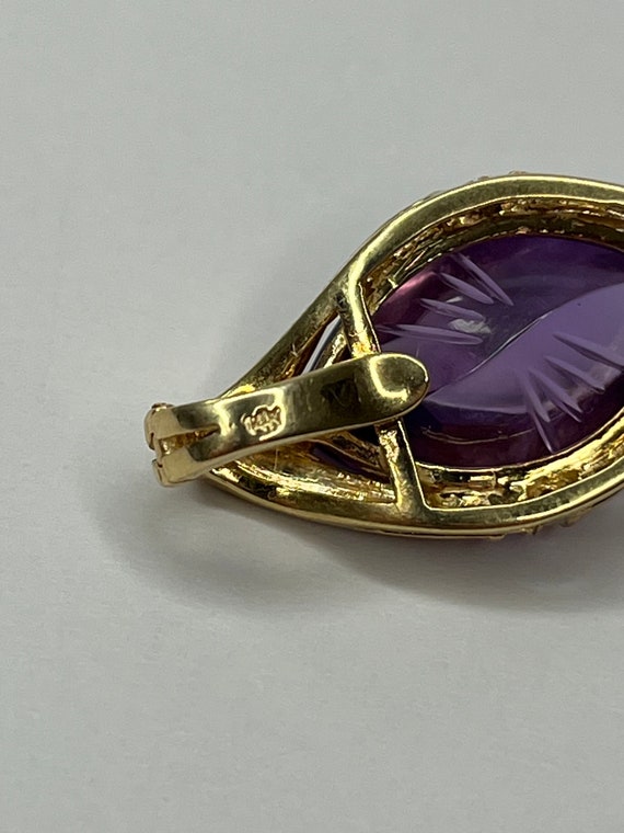 Vintage 14K Yellow Gold Marquise Shape Amethyst D… - image 6