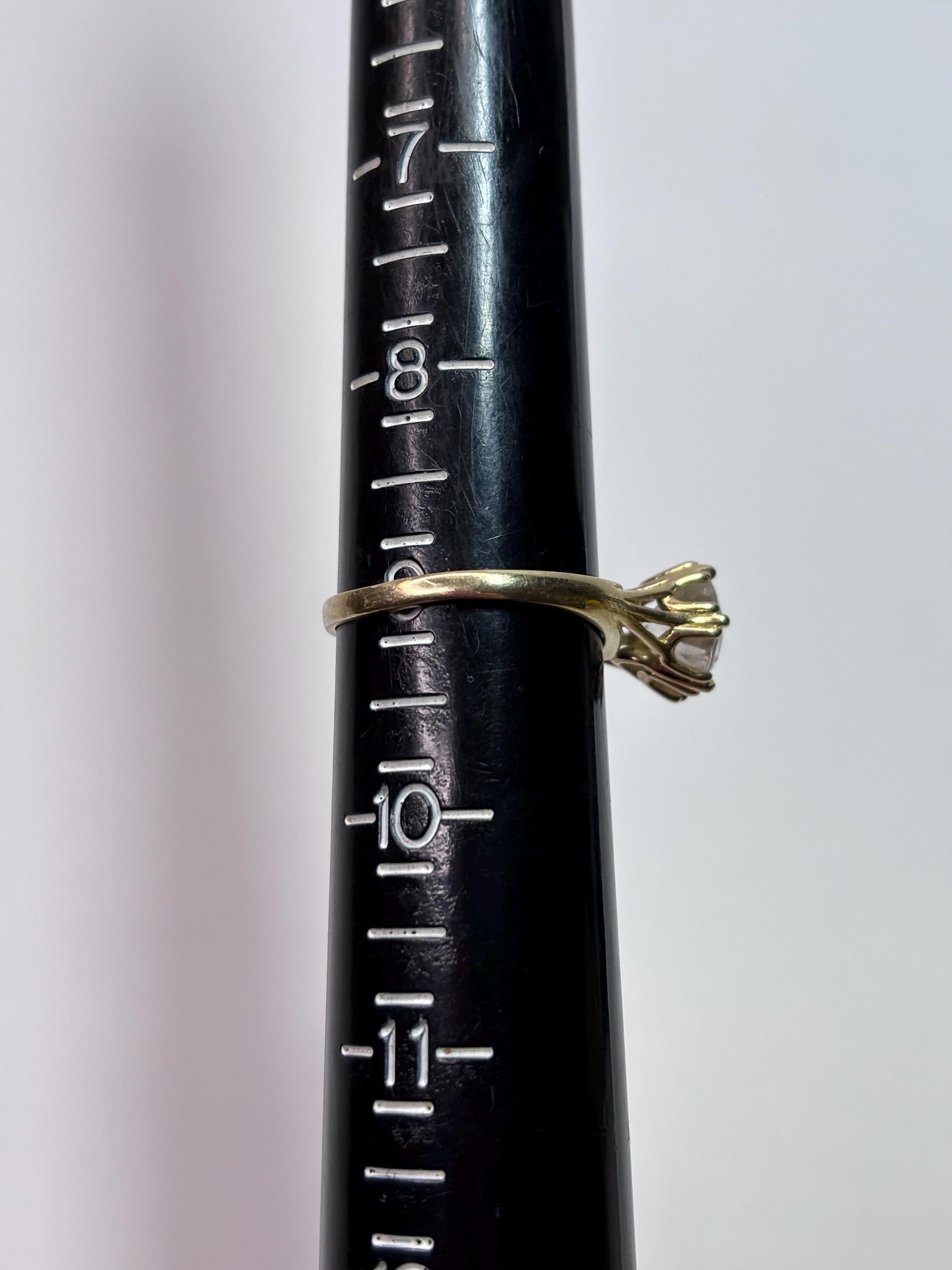 Diamonique 14K Yellow Gold Round Cut Cubic Zirconia Ring - Etsy