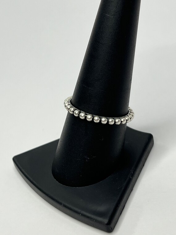 Vintage Sterling Silver Stackable Beaded Band Hal… - image 4