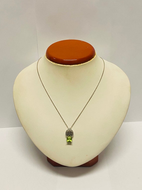 Sterling Silver Princess Cut Peridot and Cubic Zi… - image 2
