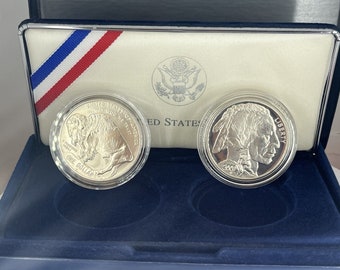 2001 American Buffalo Commemorative Silver Dollar Two Piece Set w/ COA