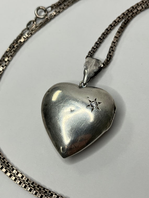 Vintage Sterling Silver Heart Cubic Zirconia Star… - image 3