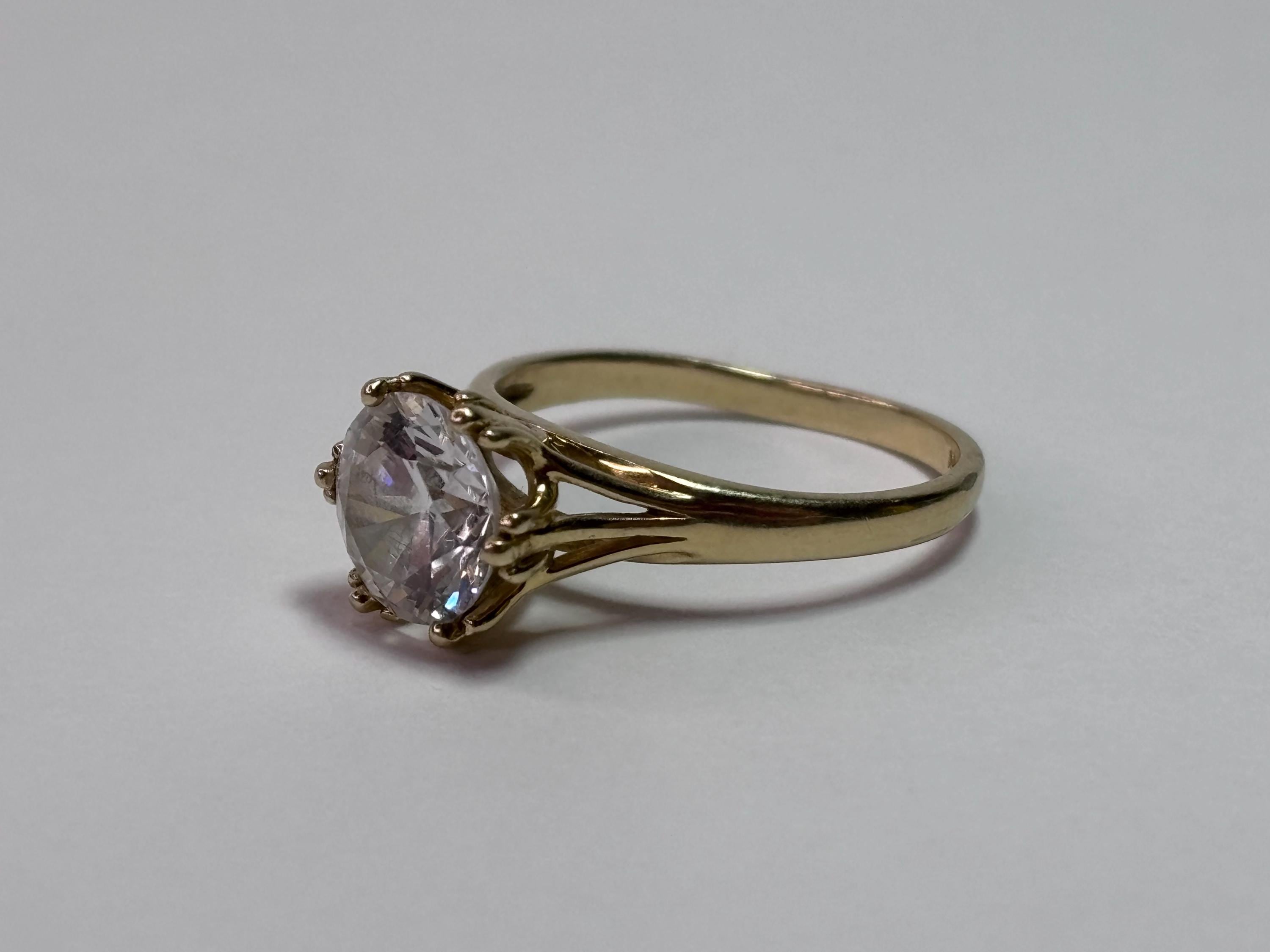 Diamonique 14K Yellow Gold Round Cut Cubic Zirconia Ring - Etsy