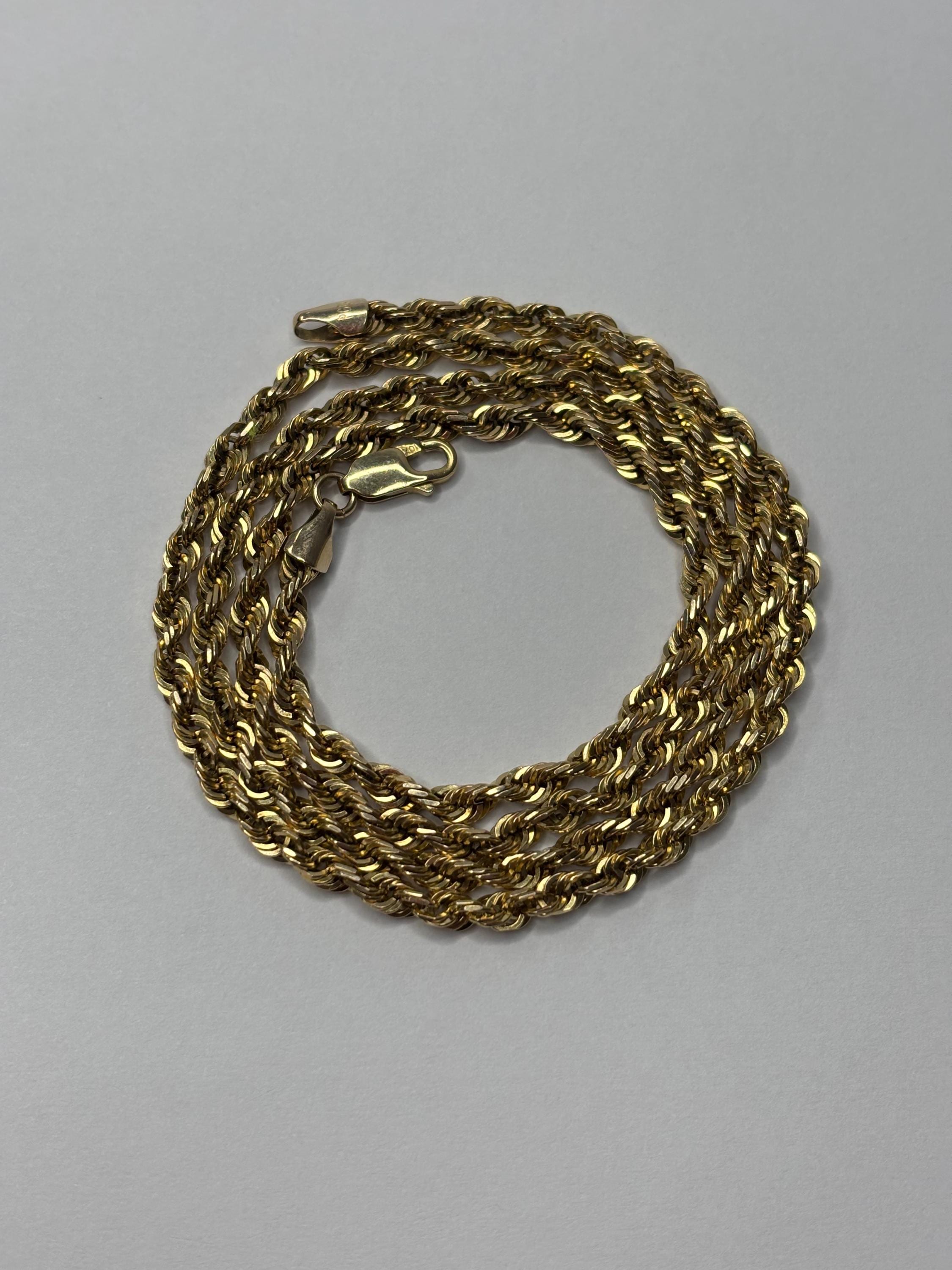 Vintage 10K Yellow Gold 25 Inch Rope Link Chain