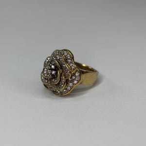 Vintage Sterling Silver Gold Vermeil Cubic Zirconia Rose Ring Hallmarked SW