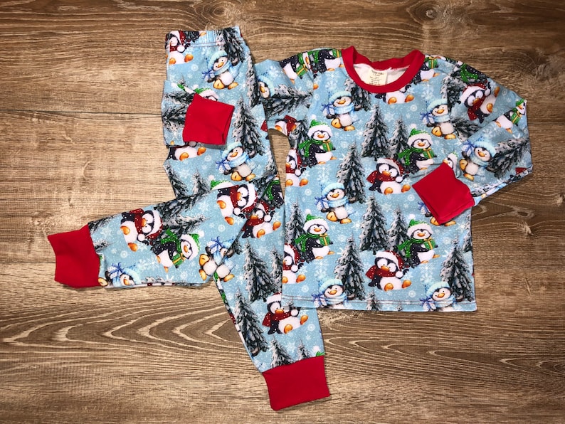 CHRISTMAS Penguin Pajamas Holiday Pajamas Long or Short Etsy