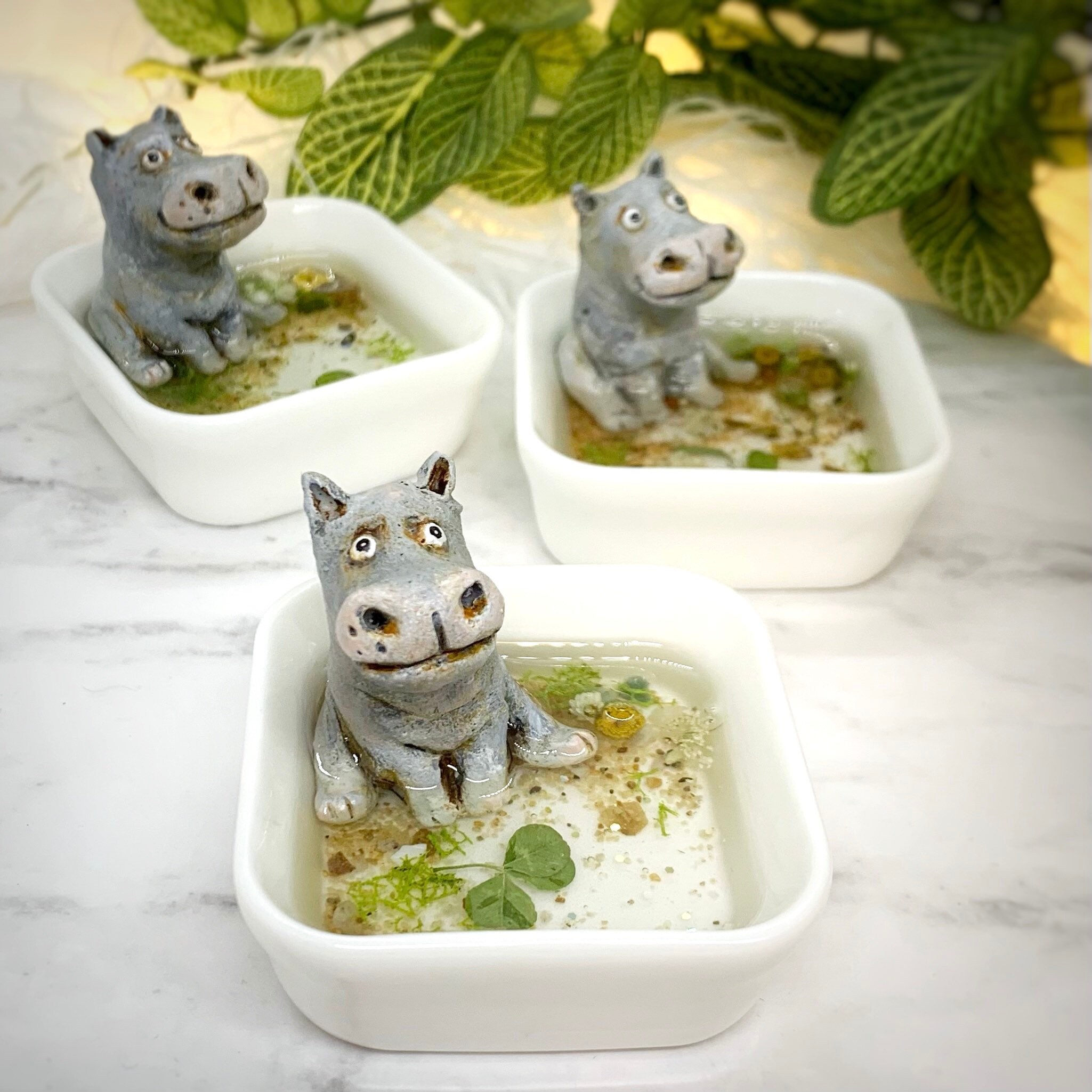 Baby House Hippo figurine miniature grey hippopotamus Etsy