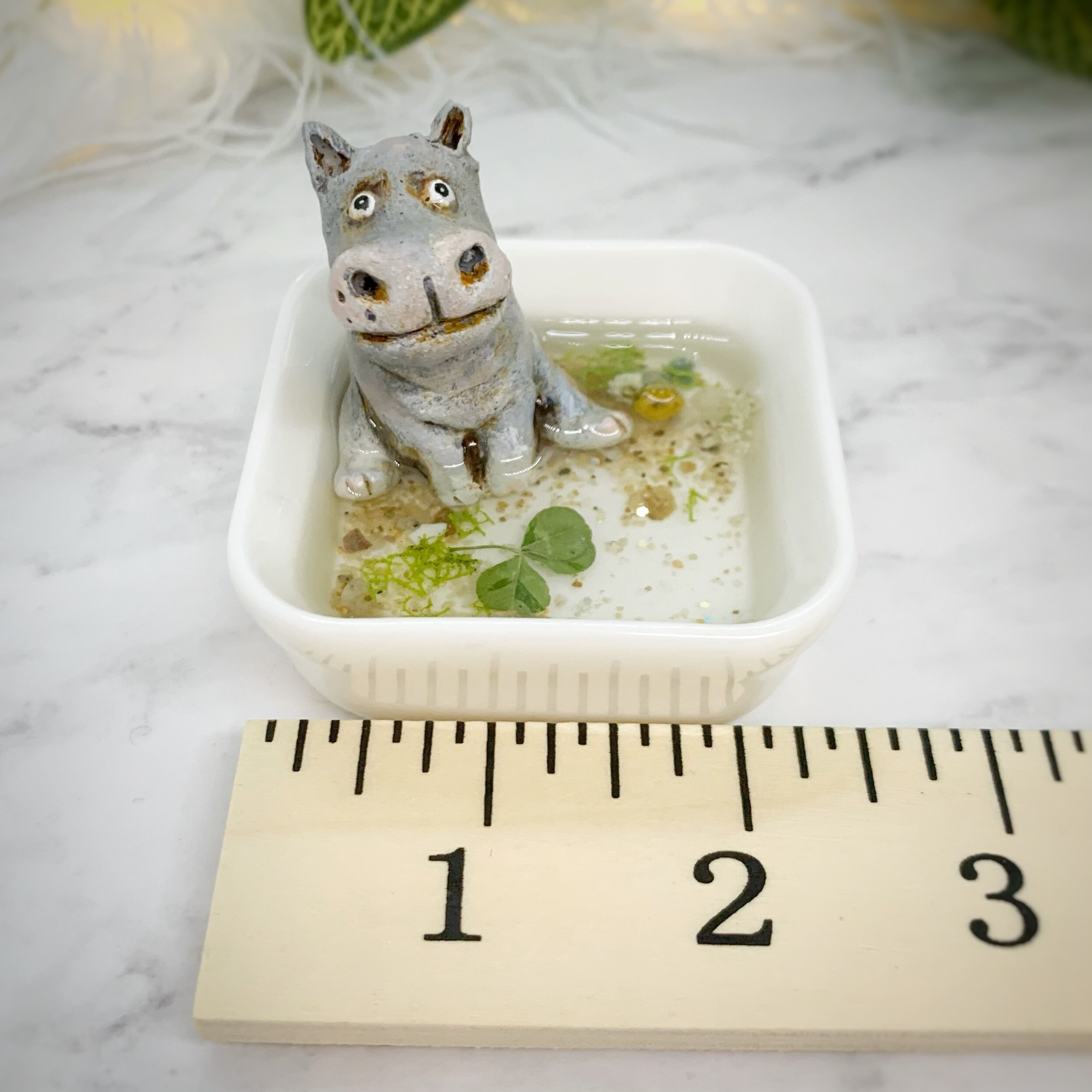 Baby House Hippo Figurine Miniature Grey Hippopotamus Etsy Canada