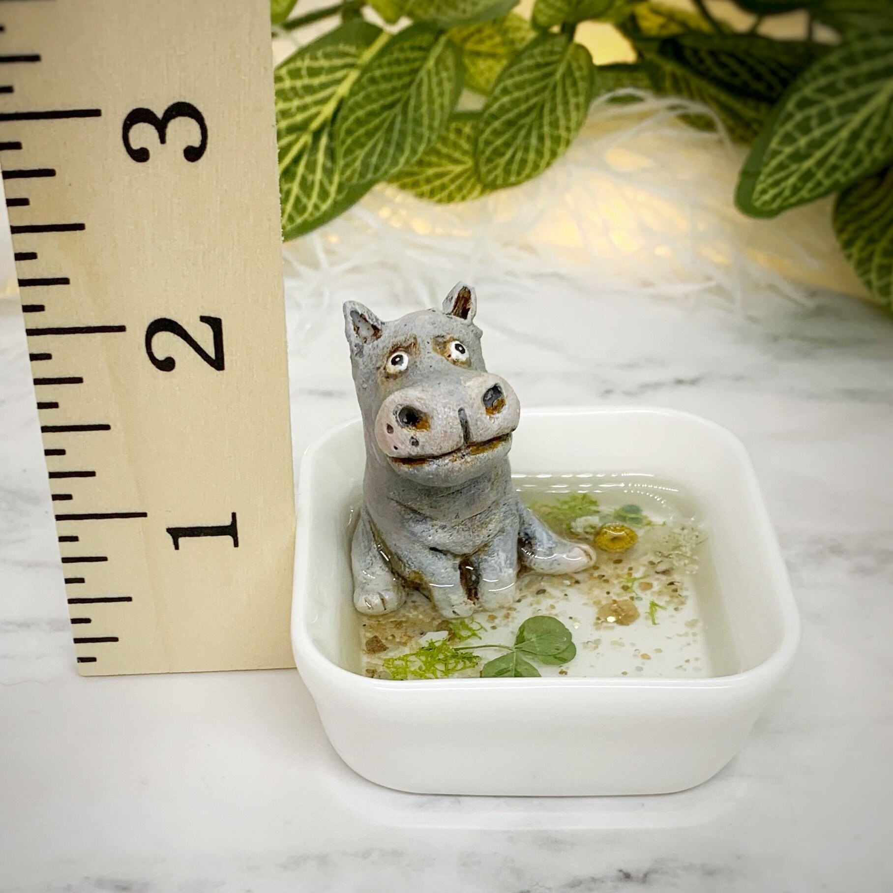 Baby House Hippo figurine miniature grey hippopotamus Etsy
