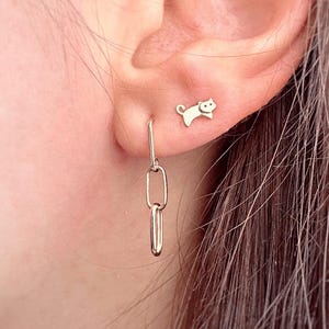 Boucles d'oreilles pendantes en or jaune 14 carats, chaîne trombone - Or massif - Vendues à l'unité ou par paire