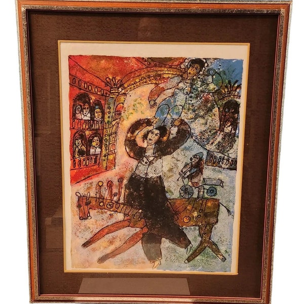 Theo Tobiasse Signed/Numbered "Le theatre des amants" (1973) Color Lithograph on Wove paper - Estate