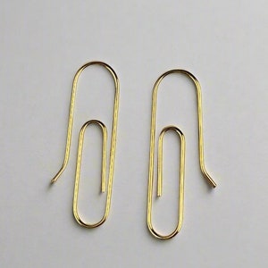 14K Yellow Gold Paperclip Earwire Earring - Single of Pair - Solid Gold