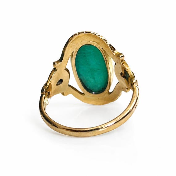 Vintage 10K Gold Turquoise Cabochon Ring, Ornate Knotted Shoulder Ring, Statement Oval Turquoise Ring, Size 8 US / UK P 1/2 View 4
