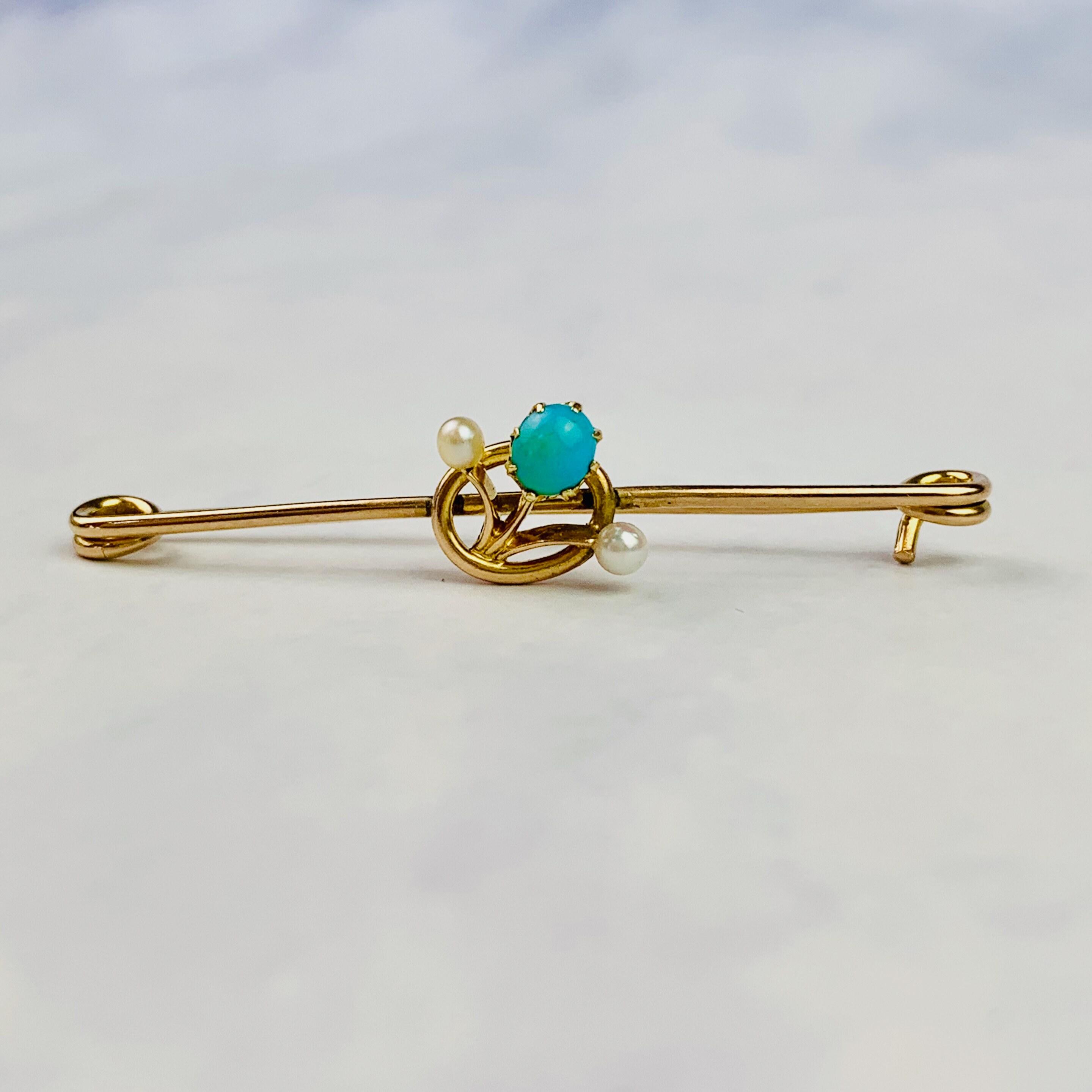 Antique 9K / 9ct Gold Lingerie Pin Safety Pin Brooch With - Etsy