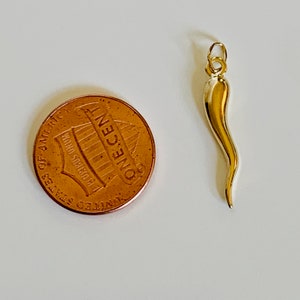 Italienischer Horn Anhänger 14 Karat Gelbgold Glücks Talisman Charme