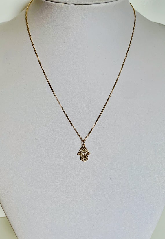 Solid Genuine 9ct Yellow Gold Fatima Hand Pendant/&Necklace 18/" Chain New