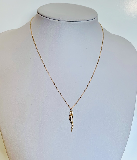 Amazon.com: Gold Italian Horn Charm With Cross - 10 Karat
