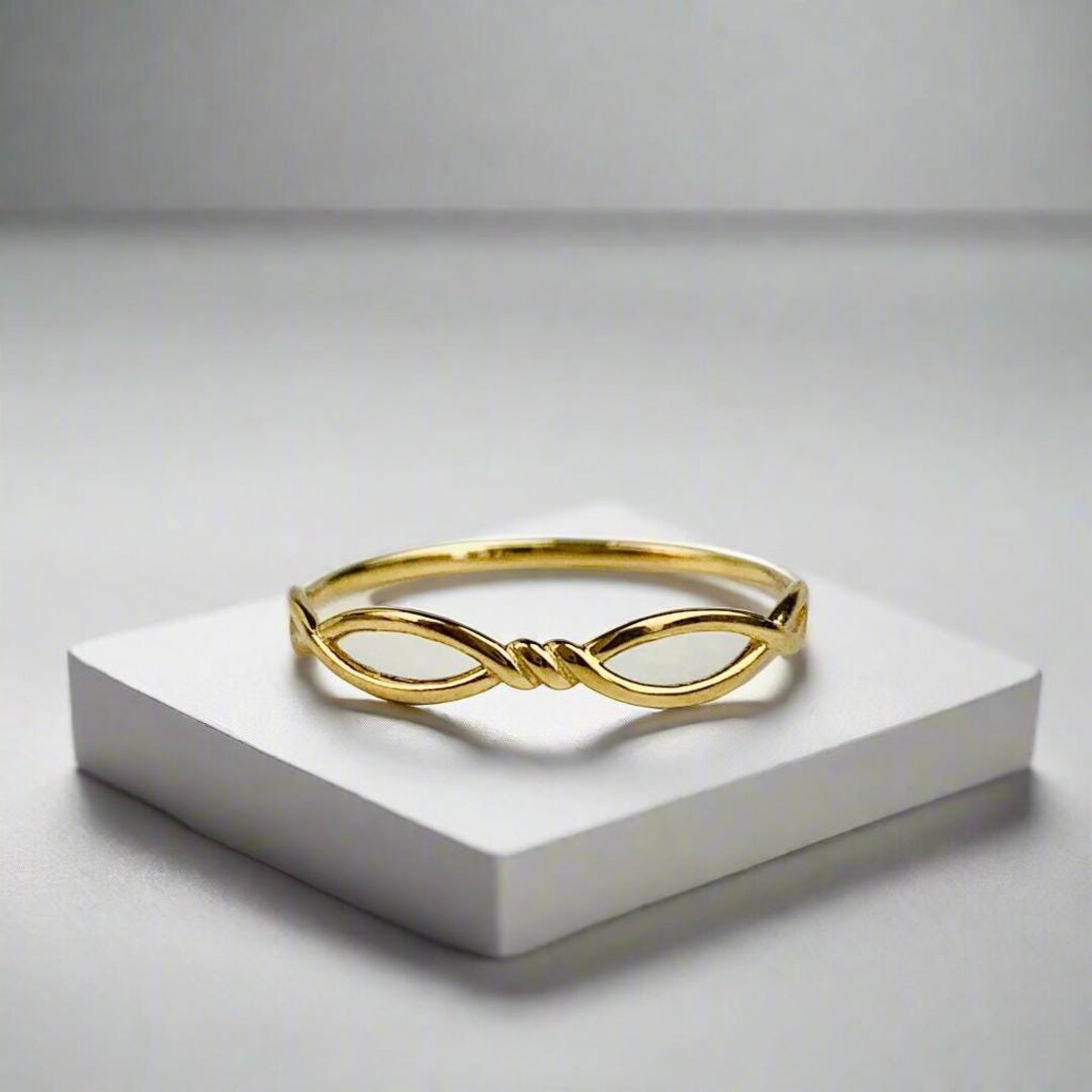 Infinity Stackable Ring 14K Solid Gold Twisted Wire / Infinity Symbol Stacking Ring / Stackable ...