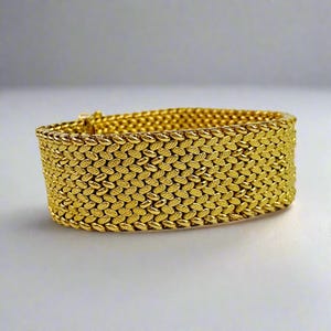 18K Gold Vintage Cartier Mesh Thick Bracelet - Estate Jewelry - 40 grams