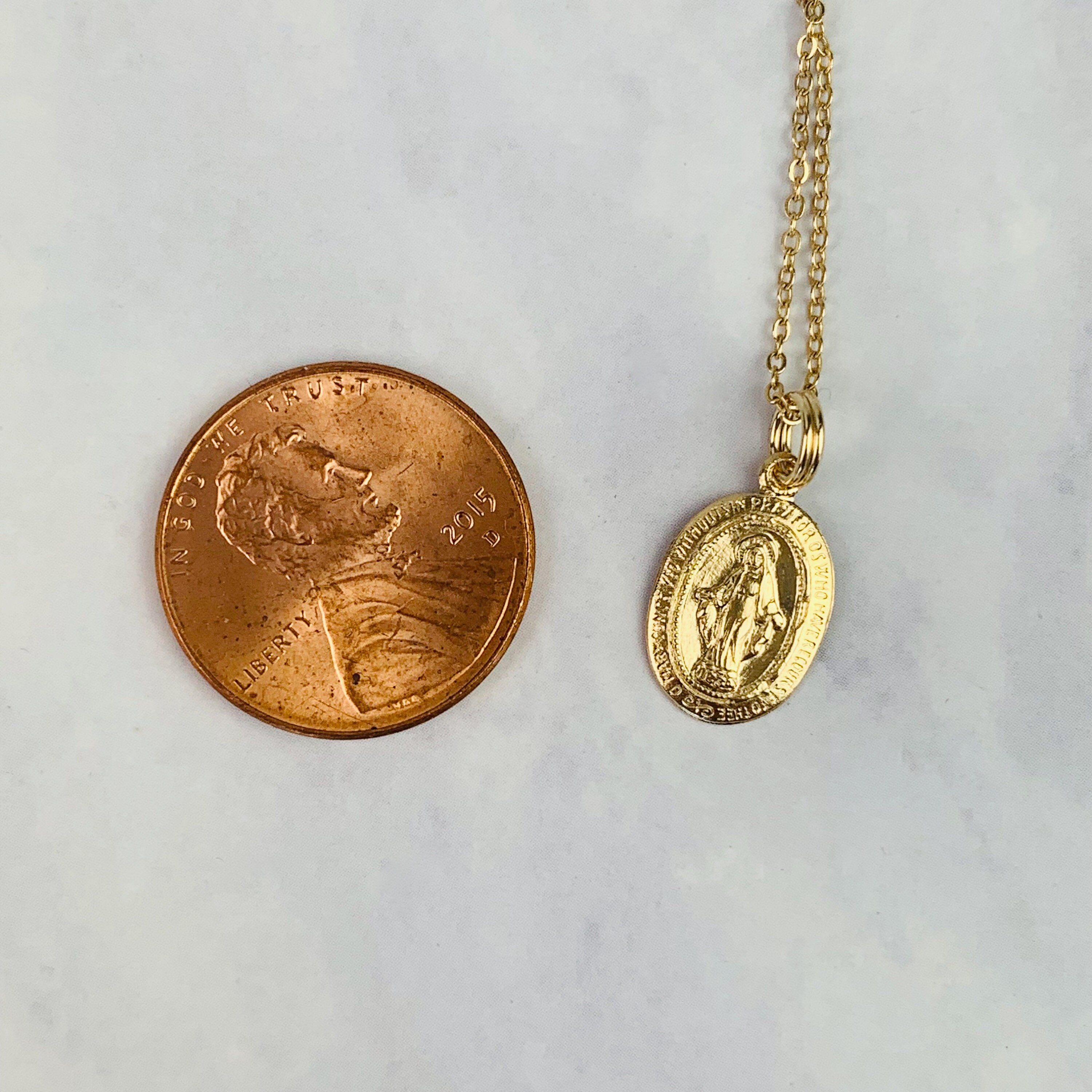 14K Yellow Gold Miraculous Medal: Virgin Mary Charm Pendant - Etsy