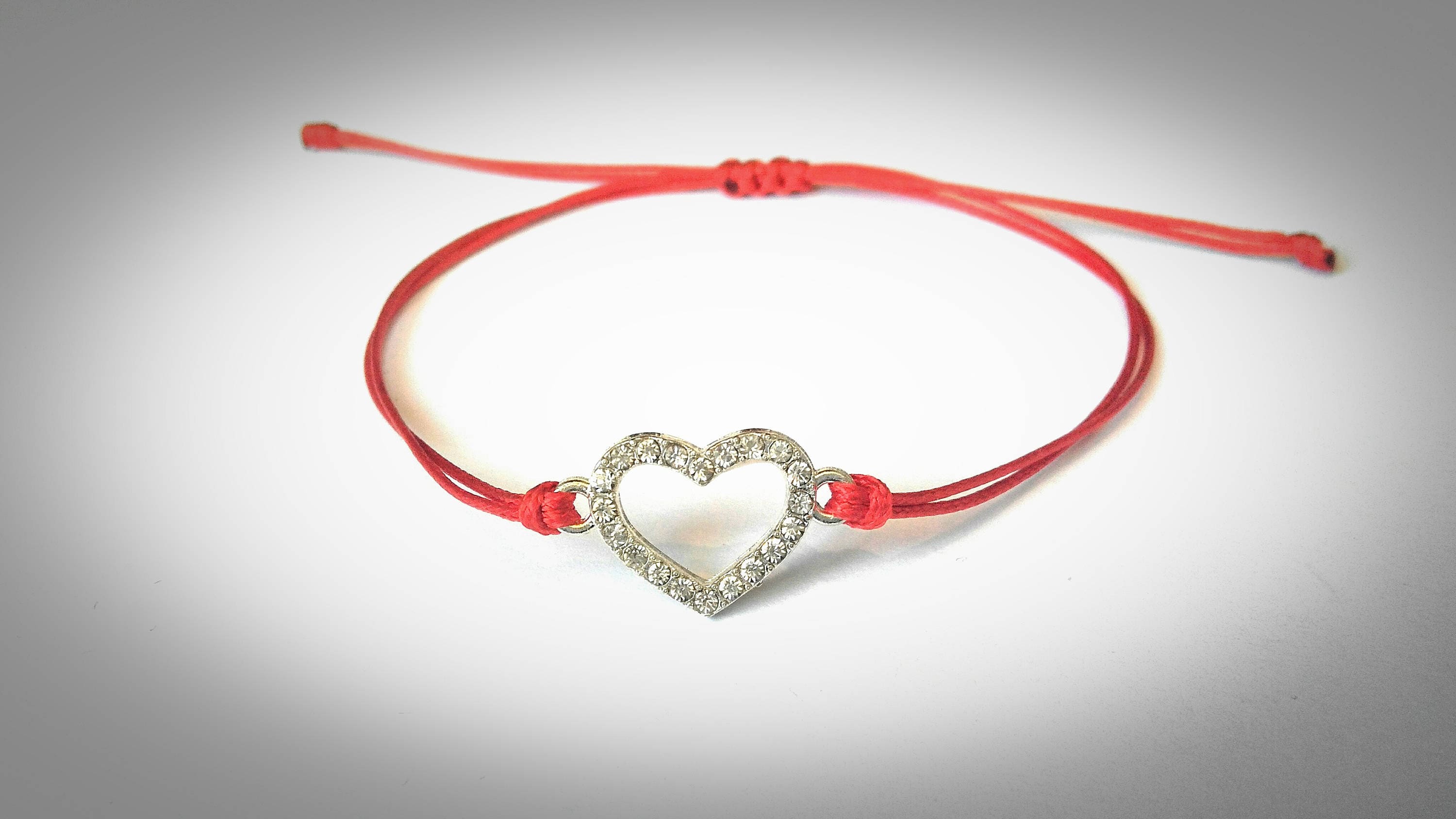 Heart Charm Bracelet Red String Bracelet Wish Bracelet Etsy