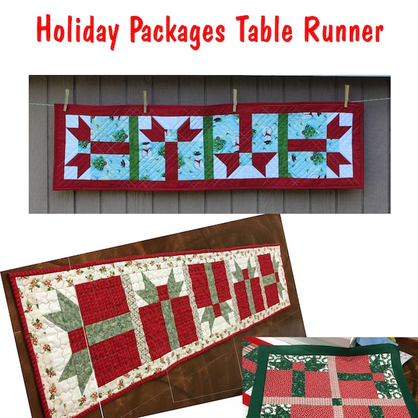 Holiday Packages Table Runner Original Pattern /  pdf pattern / original design not available elsewhere / Christmas / holiday decor